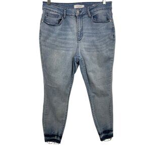 Judy Blue Jeans Womens 16W Skinny Fit Blue Denim Distressed Cropped